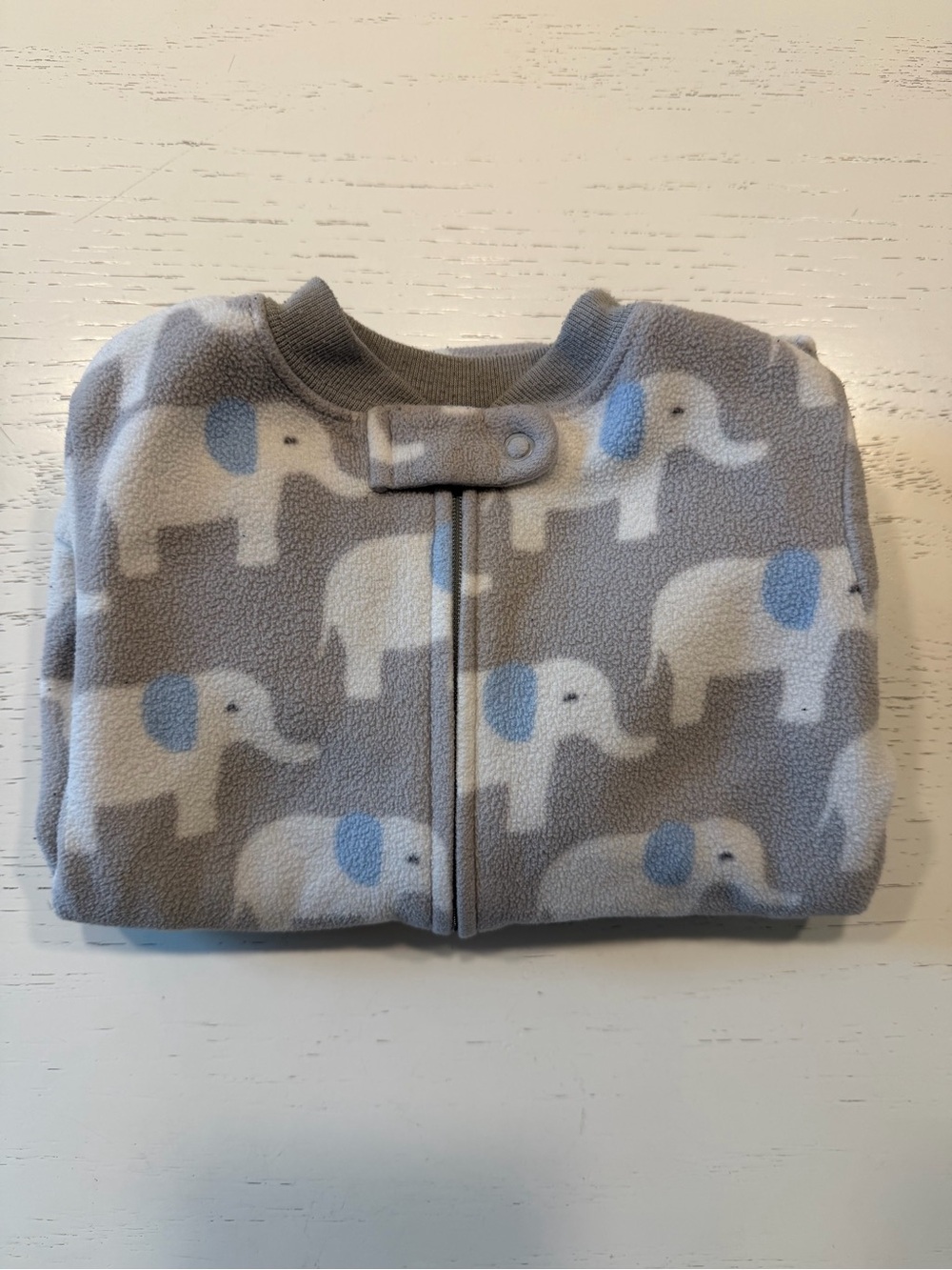 Carter's Gray Fleece Sleep Sack with White & Blue Elephant Print, Medium